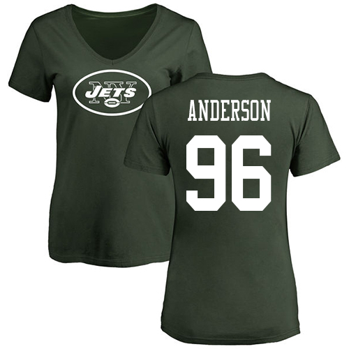 New York Jets Green Women Henry Anderson Name and Number Logo NFL Football #96 T Shirt